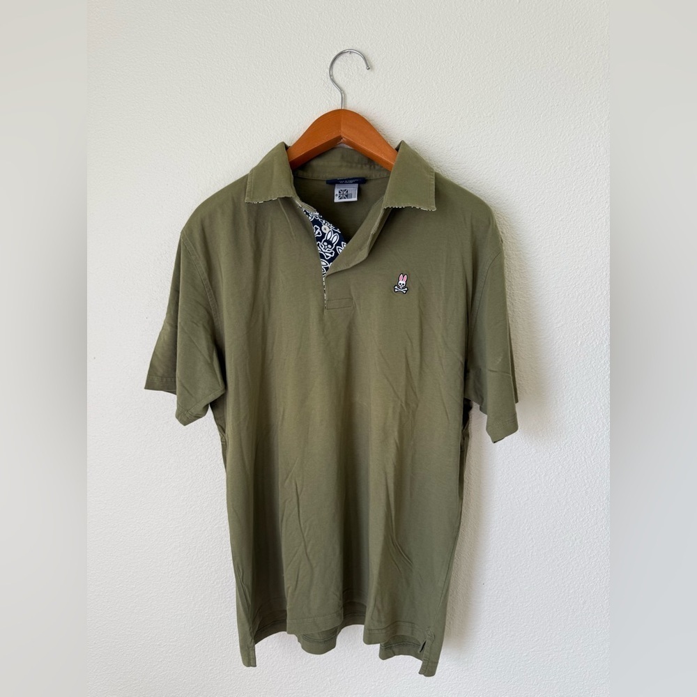 Psycho Bunny Brand New Olive Green Short Sleeve Polo Shirt Men’s Size 8